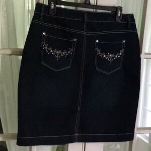 Style & Co. Dark Wash Embellished Denim Skirt 10